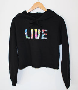 Cropped Fleece Hoodie - LIVE 'Splatter'