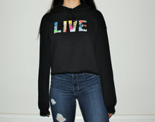 Load image into Gallery viewer, Cropped Fleece Hoodie - LIVE &#39;Splatter&#39;
