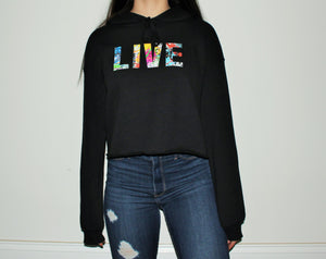 Cropped Fleece Hoodie - LIVE 'Splatter'