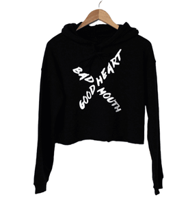 Cropped Fleece Hoodie - 'Good Heart Bad Mouth'