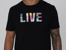 Load image into Gallery viewer, T-Shirt - LIVE &#39;Splatter&#39; (Black)
