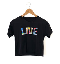 Load image into Gallery viewer, Cropped T-Shirt - LIVE &#39;Splatter&#39;
