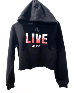 Cropped Fleece Hoodie - 'LIVE NYC'