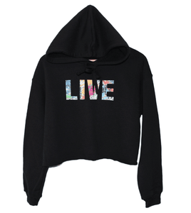 Cropped Fleece Hoodie - LIVE 'Splatter'