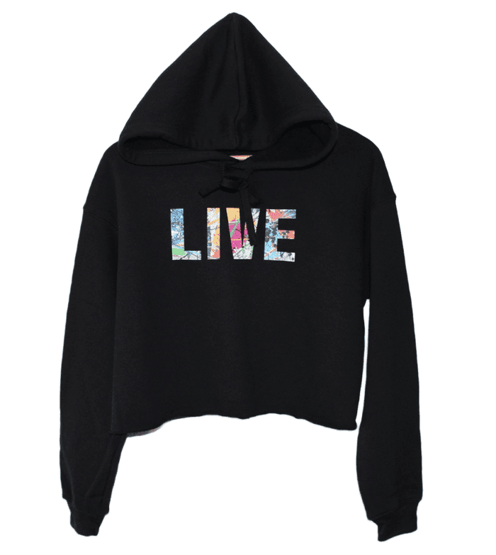 Cropped Fleece Hoodie - LIVE 'Splatter'